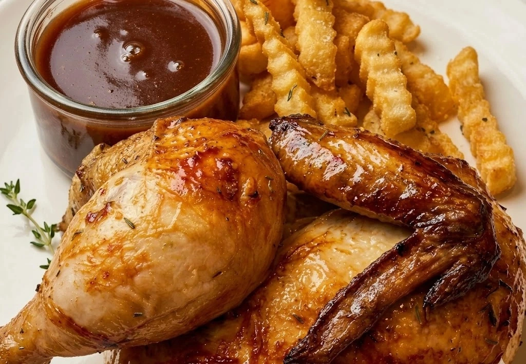 Half Chicken dinner at Chicken Hub in Lethbridge, AB